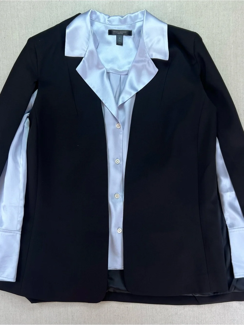 Women's Black Cape Blazer - Sleek Open-Front Jacket - Picture 5 of 5